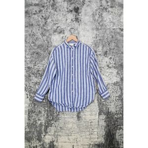 J. Crew Blue and White Striped Button Down Shirt